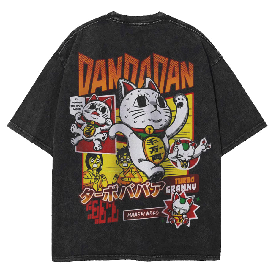 Dandadan lucky cat Vintage Washed Shirt [MMU] - Image 2